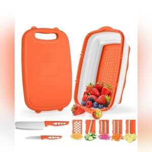 Gintan Camping Cutting Board 9-in-1 Collapsible Chopping Board with Colander NWT